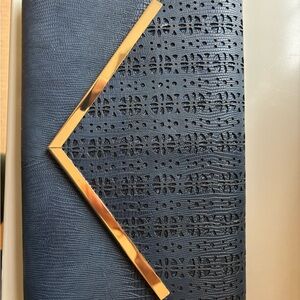 Navy Blue Clutch with Gold Accent